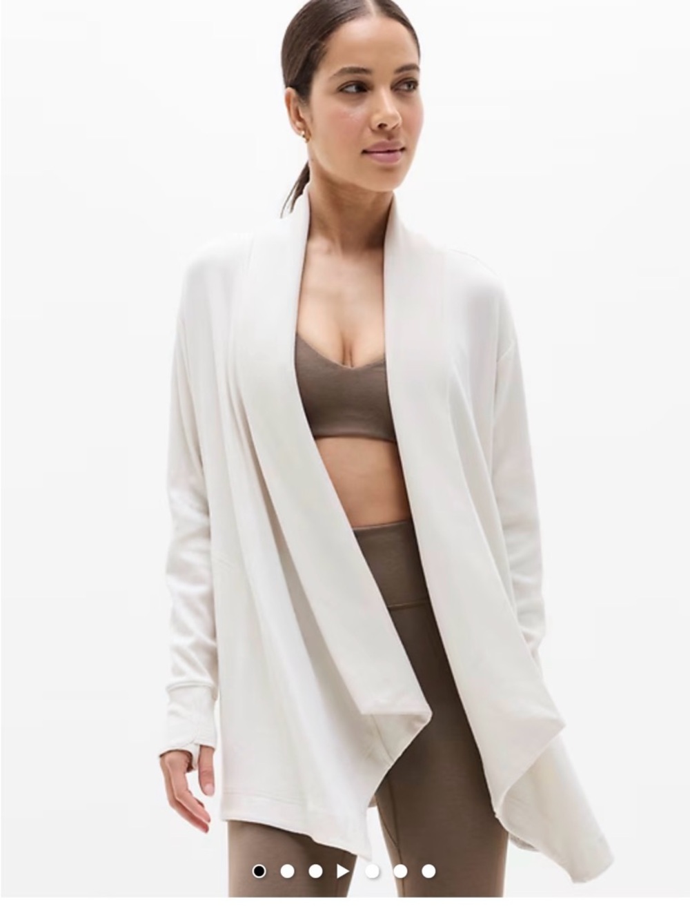 Athleta Light Heather Gray Draped Open-Front Cardigan - Picture 9 of 11